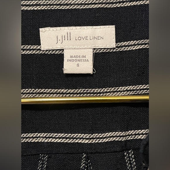 SOLD J. Jill Love Linen Navy/White Button Down Shirt Dress - Picture 5 of 8